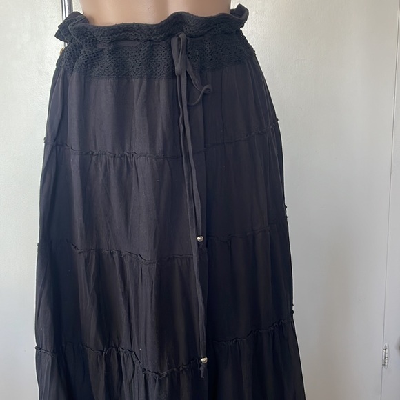 OSO Casuals Ruffled 💯 %cotton black color size XL” womens Skirt - Picture 3 of 14